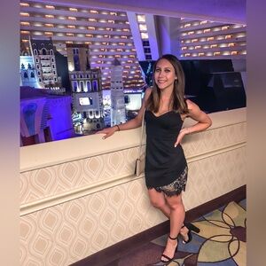 Lulus black spaghetti strap lace dress size small